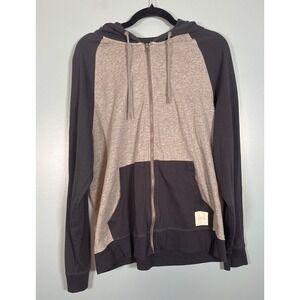 FIVE FOUR Men's Heather Gray and Blue Raglan Zip Up Sweatshirt Hoodie Size L